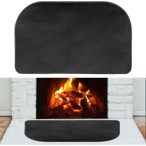 107x61cm Tapis de Cheminée, Tapis Ignifuge Fibre Verre Épaisse Tapis Foyer Antidérapant Noir Résistant Aux Flammes Étincelles Braises Protection de Sol pour Intérieur et Extérieur (1/5)