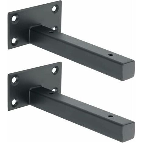 Équerre Étagère Industrielle Support Étagère à Fixation Murale en Acier Inoxydable Équerre Métale pour Planche Flottante Support Dissimulé Noir Mat, 2Pcs, EJT150B-2P (1/4)