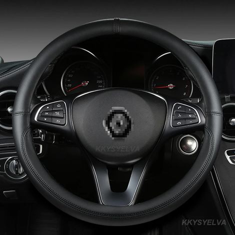 Housse de volant en cuir PU noir en forme de O, compatible avec Renault Captur, Duster, Megane 2/3, Clio, Logan, Laguna 2, Kadjar et Scenic 2. Accessoires auto. (1/5)