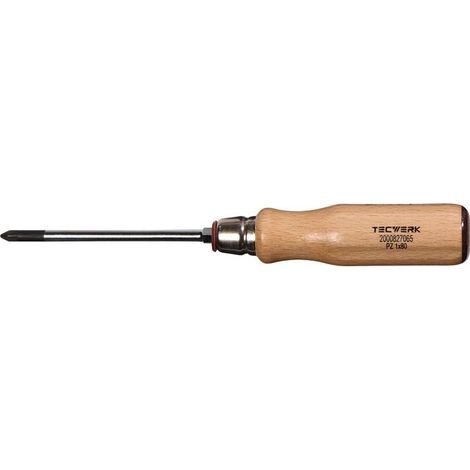 Tournevis Gr.PZD 2 Lame-L.100mm Manche bois Rondelle m.6KT Embout TECWERK (1/3)