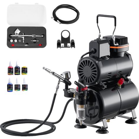 Kit de aerógrafo VEVOR, compresor, doble acción, multiusos, con depósito de aire, 1 pistola pulverizadora. (1/2)