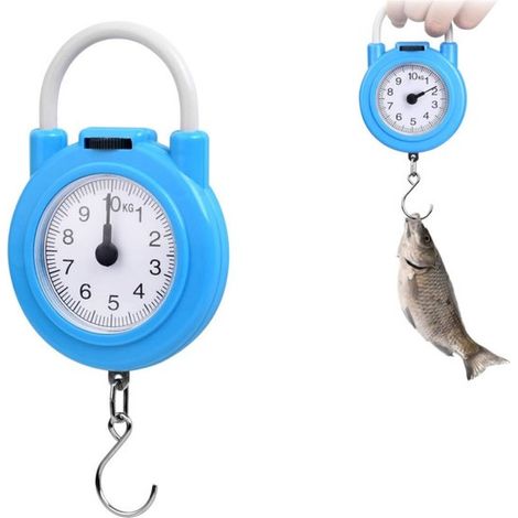 1 artículo,Báscula para equipaje,Báscula de resorte,Báscula portátil de viaje de 10 kg,Báscula para maleta,Azul,Adecuada para pesca (1/5)