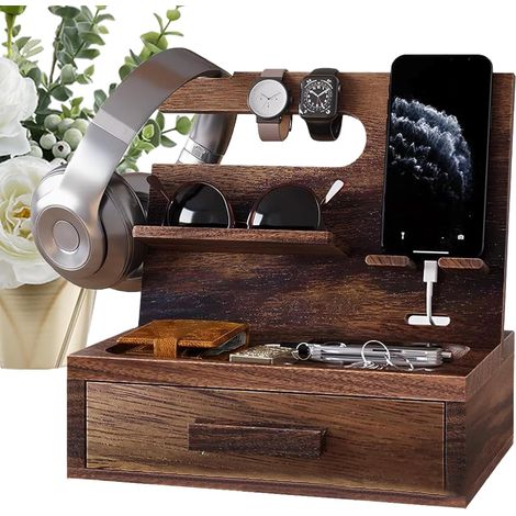 Organizer für Telefon aus Holz und Bürodiener mit