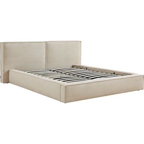 Lit coffre 160 x 200 cm – Velours côtelé – Beige - TAVESO (1/5)