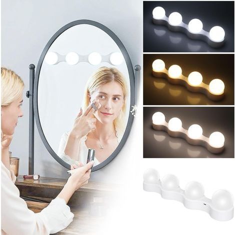 Mirror Light Kit, USB Rechargeable LED, 3 Color Modes, Dimmable, for Makeup and Bathroom (1/5)