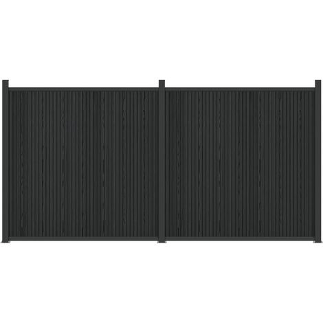 Zaunelement 2 pcs WPC und Aluminium Schwarz vidaXL