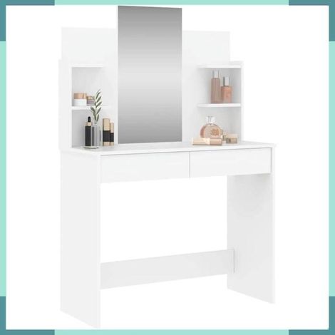 837574 Coiffeuse avec miroir blanc 96x39x142 cm (1/5)