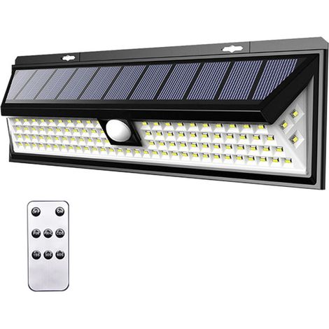 1 Pack Security Outdoor Motion Sensor Solar Wall Light Black -118LED with Remote Control (1/5)