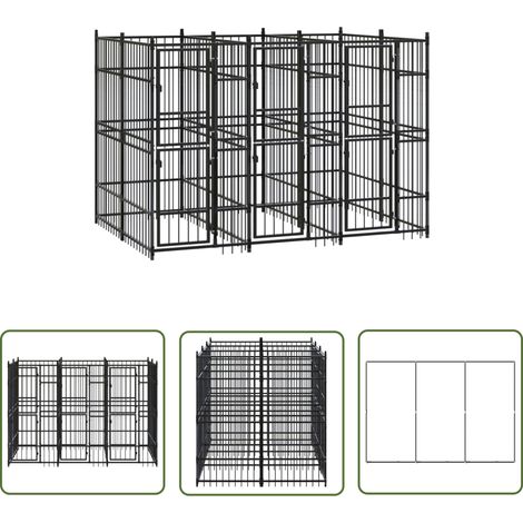 The Living Store Chenil d'extérieur pour chiens Acier 5,53 m² - Chenil Pour Chien - Abri Pour Chien - Niche Pour Chien - Aire De Jeux Pour Chien - Enceinte Pour Chien (1/5)