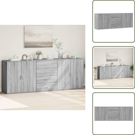 Espace de rangement - vidaXL Buffets 3 pcs Sonoma gris Bois d'ingénierie - Buffet mural (1/5)