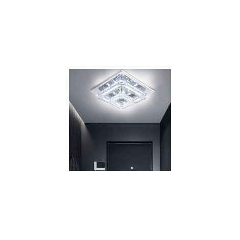 Plafonnier LED Luminaire Plafonnier en Cristal 24W Plafonnier Carré Moderne Lustre pour Salle de Bain Cuisine Chambre