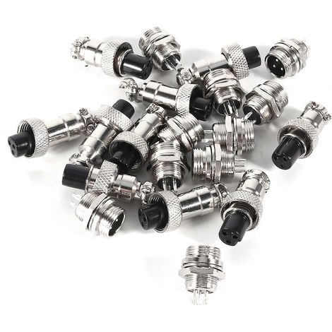 Lot de 10 connecteurs aviation GX12 3 broches 12 mm (mâle/femelle) avec prise métallique