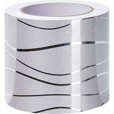 Bordure autocollante papier peint vague bronzante – 10 cm de haut, 5 m de long – Résistant à l'humidité et anti-moisissure – Décoration murale salle de bain et cuisine – Grid Cool (1/4)