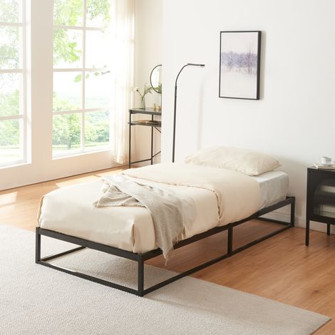 Metallbett Trerunta 90 x 200 cm Stahl Schwarz [en.casa]