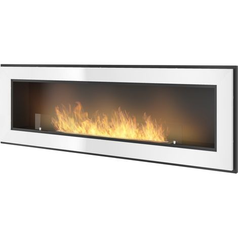 Cheminée au bioéthanol encastrable Frame 1500 White SimpleFire avec verre
