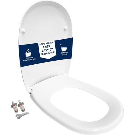 Copriwater Easy Pozzi Ginori Soft Close e Sgancio Rapido termoindurente bianco come originale