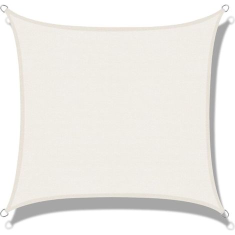 Voile d'ombrage (HDPE) Rectangulaire 2.5 x 3m Crème Protection des Rayons UV pour Terrasse Camping Extérieur Jardin