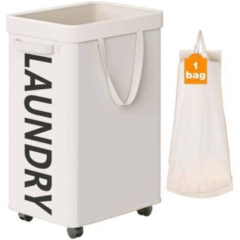 Panier à linge ultra-mince avec roulettes, facile à déplacer, adapté au rangement des vêtements sales de la salle de bain à la maison (1/4)
