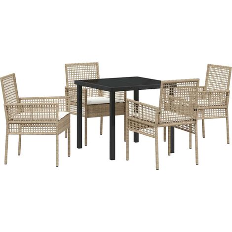 Ensemble de salle à manger pour jardin 5 pcs,Salon de jardin Beige Poly rotin CFW92999 (1/5)