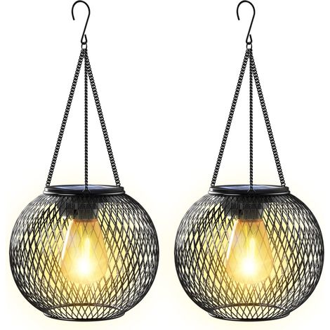 Solar Lantern Outdoor Garden 2 Solar Lights Solar Light Outdoor Garden Hanging Metal IP65 Solar Lantern Deco Garden Outdoor for Yard Balcony Gifts (1/5)