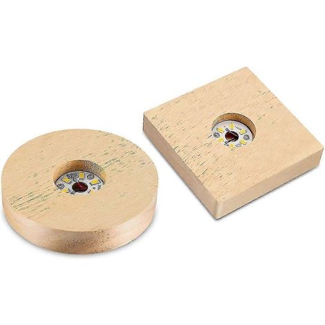 2 socles lumineux en bois, socle lumineux LED en bois, socle lumineux en verre cristal, support pour LED en bois (1/5)