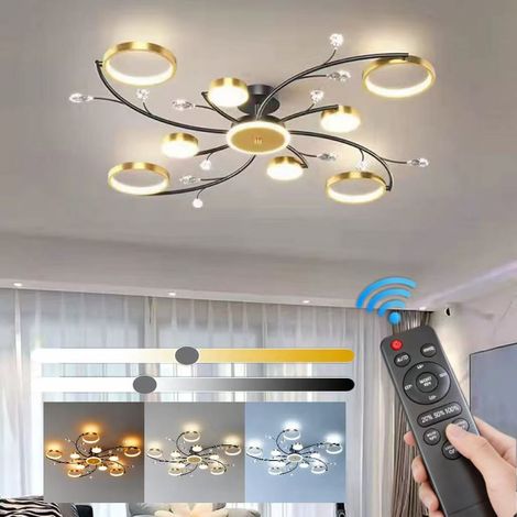 Plafonnier LED, suspension encastrée, luminaire décoratif, convient au salon,à la chambre et à la salle à manger (8+1, gradation progressive) (1/5)