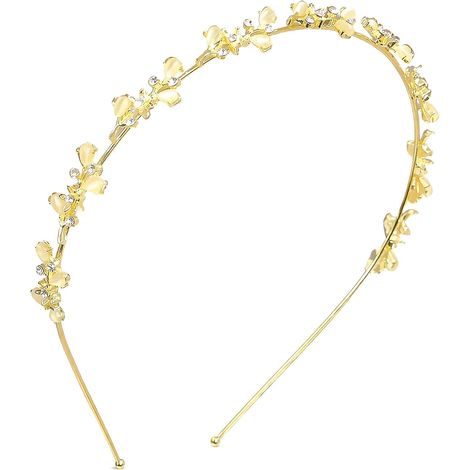 Serre-Tête Mariage Doré, Strass Cheveux Feuille Chatoyant Couronne (1/5)