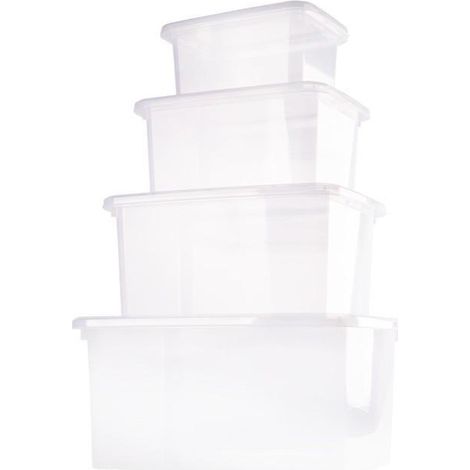 Pack de 4 cajas de almacenaje transparentes 4L, 8L, 15L y 26L (1/5)