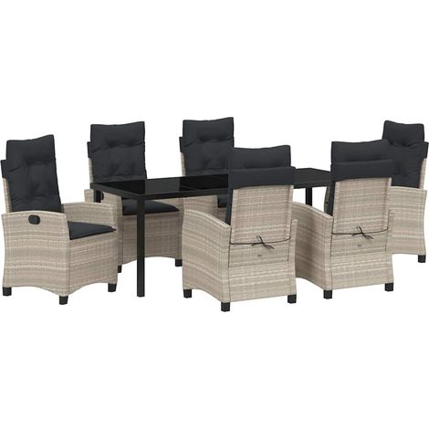 Maison Exclusive - Set da Pranzo per Giardino 7 pcs Grigio chiaro polyrattan