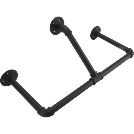 Présentoir à vêtements industriel en tuyaux de 56 cm (22 pouces), support mural en fer, barre de suspension pour vêtements, idéal pour la maison ou l'hôtel. (1/5)
