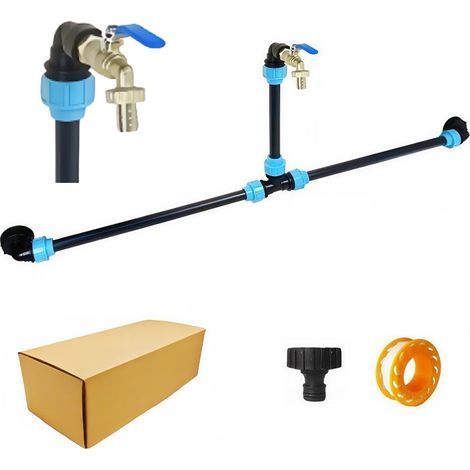 Kit de Raccordement pour 2 Cuves IBC 1000 L - Adaptateur S60X6 S60X6 - Col de Cygne 3/4 Pouces - Pour Réservoirs Côte à Côte - Usage Extérieur et Collecte Eau de Pluie (1/5)