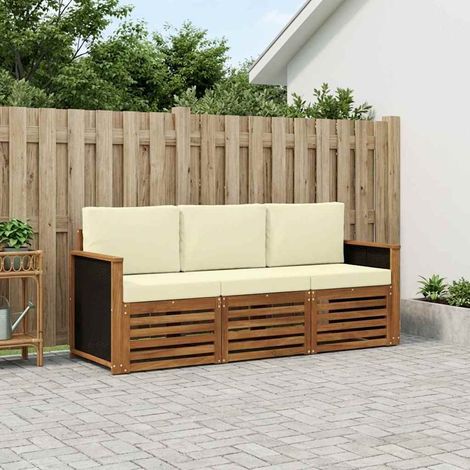 vidaXL Ensembles de canapés avec coussin 3 pcs Bois d'Acacia Massif (1/5)