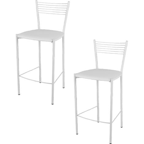 Tommychairs 2 taburetes Elegance en acero blanco asiento polipiel blanca (1/4)