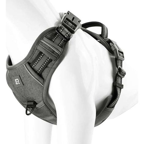 Hundegeschirr mit Leinenclip, Größe XL, Grau