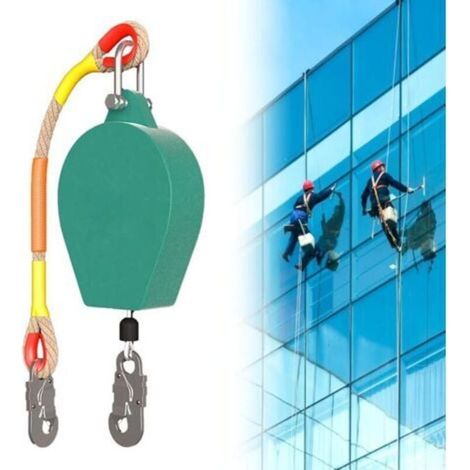 Dispositif Anti Chute a Rappel Automatique, Ligne de Vie Auto-Rétractable, Anti Chute a Rappel Automatique, Corde de Sécurité pour Toiture, D'échafaudage et Travaux en Hauteur, Charge:150kg (1/5)