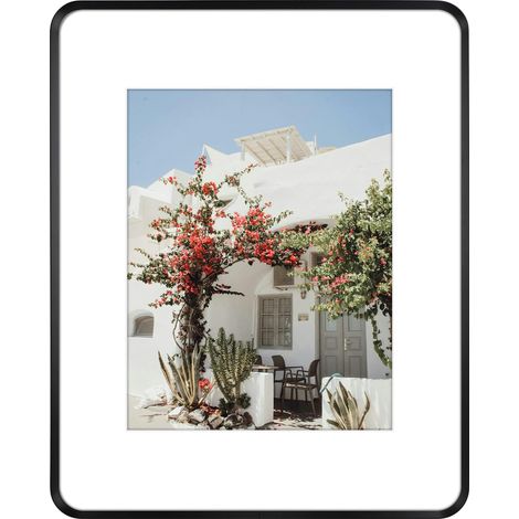 Cadre photo noir en aluminium 40,6 x 50,8 cm avec coins arrondis avec passe-partout pour photo de 28 x 35,6 cm ou sans passe-partout pour photo de 40,6 x 50,8 cm Verre véritable (1/5)