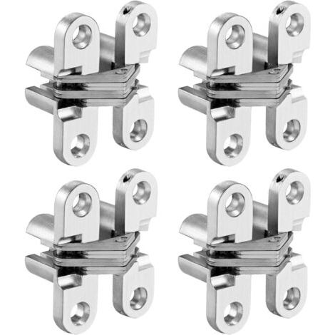 RHG 4Pcs Charnière Cachée, Croix Charnières, Charnière Invisible, Charnières Croisées Invisibles , pour Meubles, Quincaillerie, Porte en Bois, Armoire, Placard, Boîte en Bois (1/4)