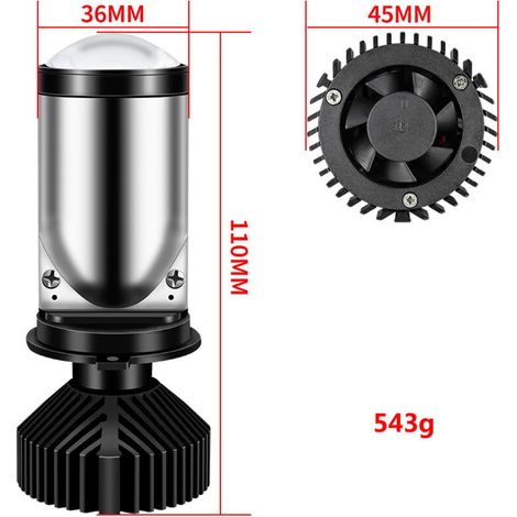 Phare LED Y6H4 pour camping-cars avec feux de route et de croisement intégrés, convient aux voitures et aux motos, lentille bi-xénon H4 ultra-lumineuse à focalisation avec feux de route et de croiseme