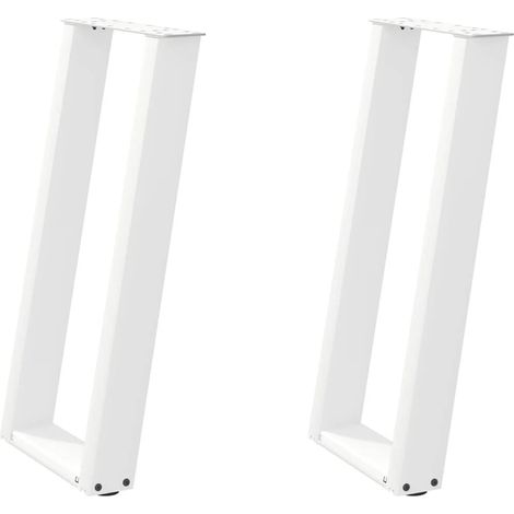 Set di 2 gambe regolabili per tavolo consolle a forma di U 38 x 72-73 cm design moderno acciaio bianco 020057063