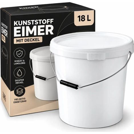Eimer mit Deckel 18 Liter Weiß Kunststoffeimer Deckeleimer Vorratseimer (1/5)