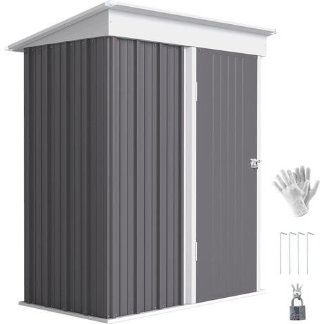 Pour outils et jeux de piscine, montage rapide, abri de jardin gris avec porte verrouillable et étagères (1/5)