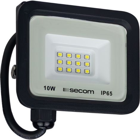 TenkoS2 LED-Fluter 10W 800lm IP65 10,5x2,5x8,5cm 5700K Schwarz 30000H SECOM