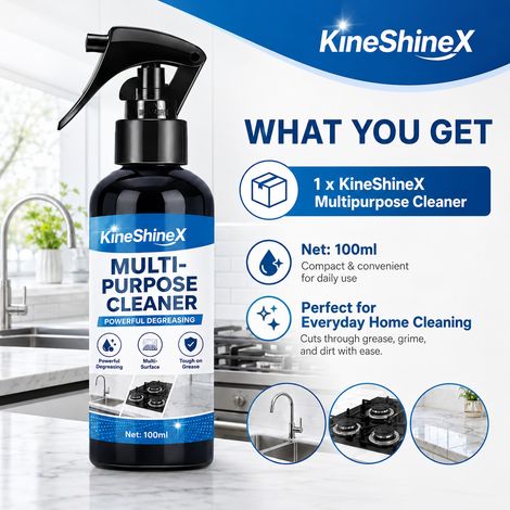 KineShineX Mehrzweck-Reinigungsspray – Kraftvolle Entfettung und Fleckenentfernung, geeignet für Kochfelder, Dunstabzugshauben und Spülbecken (1/4)