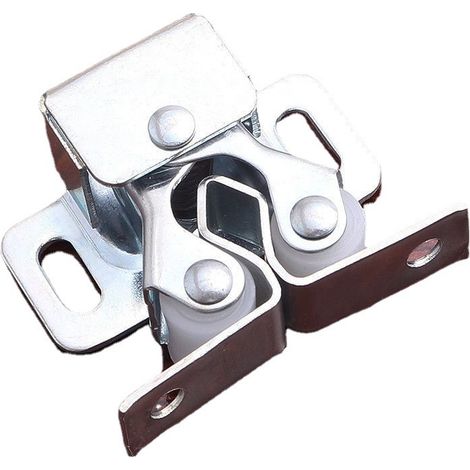 (Argent) Verrou de porte, ferme-porte, verrou à double rouleau pour porte battante de meuble, verrou de porte d'armoire à double rouleau