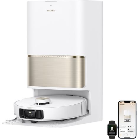 Dreame – Aspirateur robot laveur 30 000 Pa – Nettoyage automatique à 100 °C – Vidage automatique – Brosse duo démêlante – Technologie de bras flexible
