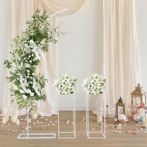 3 Hochzeitsblumensatz für dekorative Säulen für Hochzeitshintergrund, Bogen + Rechteck, DIY-Zeremonielle Dekoration