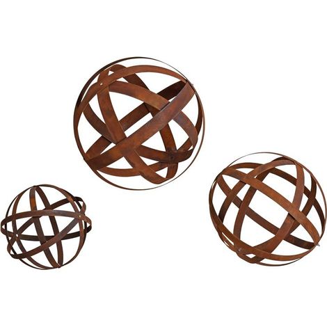 Gartenkugel Edelrost 3er Set Dekokugel Kugel Gartendeko Rost 30 - 50 cm Eisen (1/5)