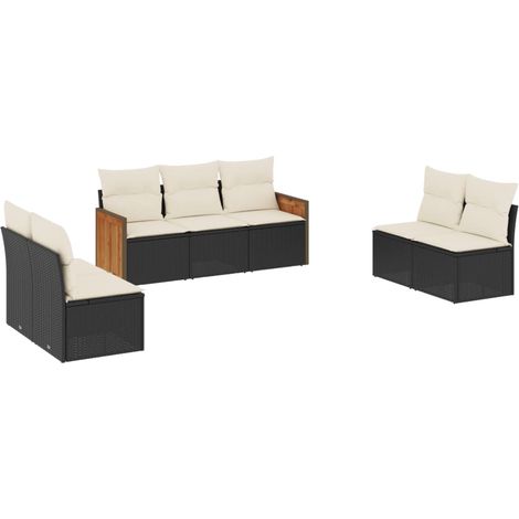 Maison Exclusive - Set de comedor de jardín 7 pzas y cojines ratá (1/5)