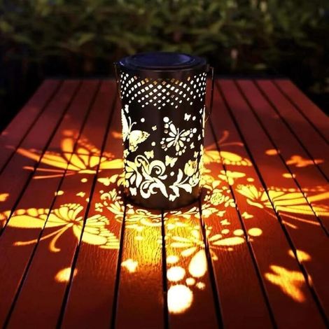 Lámpara colgante solar metálica IP65 para decoración exterior de jardín y balcón, iluminación ambiental, impermeable y duradera - Crezuo