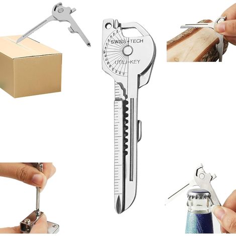 Outil multifonction 6 en 1 avec règle, ouvre-bouteille, tournevis, etc., compact et portable, adapté à un usage quotidien, en extérieur, en camping, à vélo (1) (1/5)